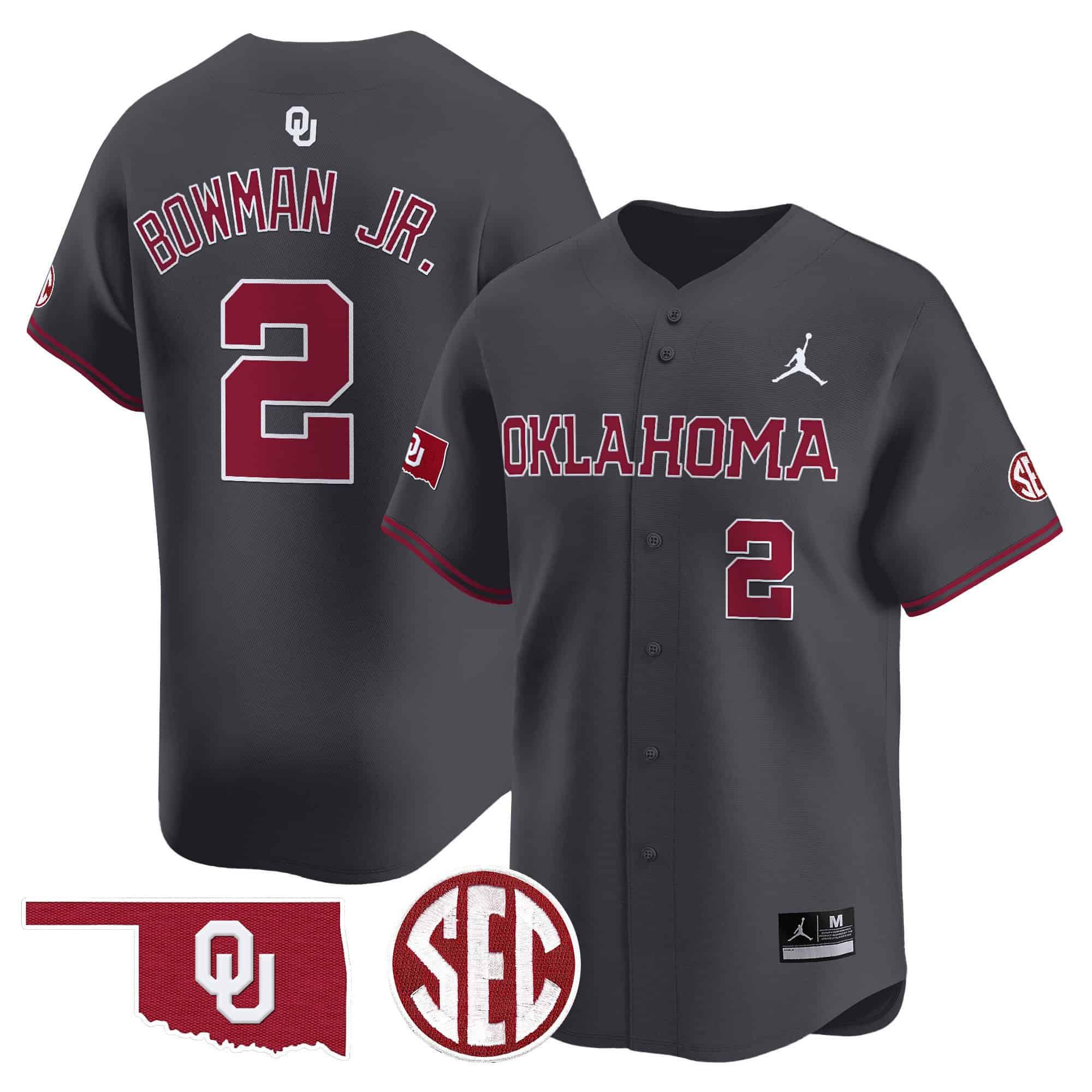Men Oklahoma Sooners 2 Bowman jr Grey 2024 Vapor Premier Limited NCAA Jersey